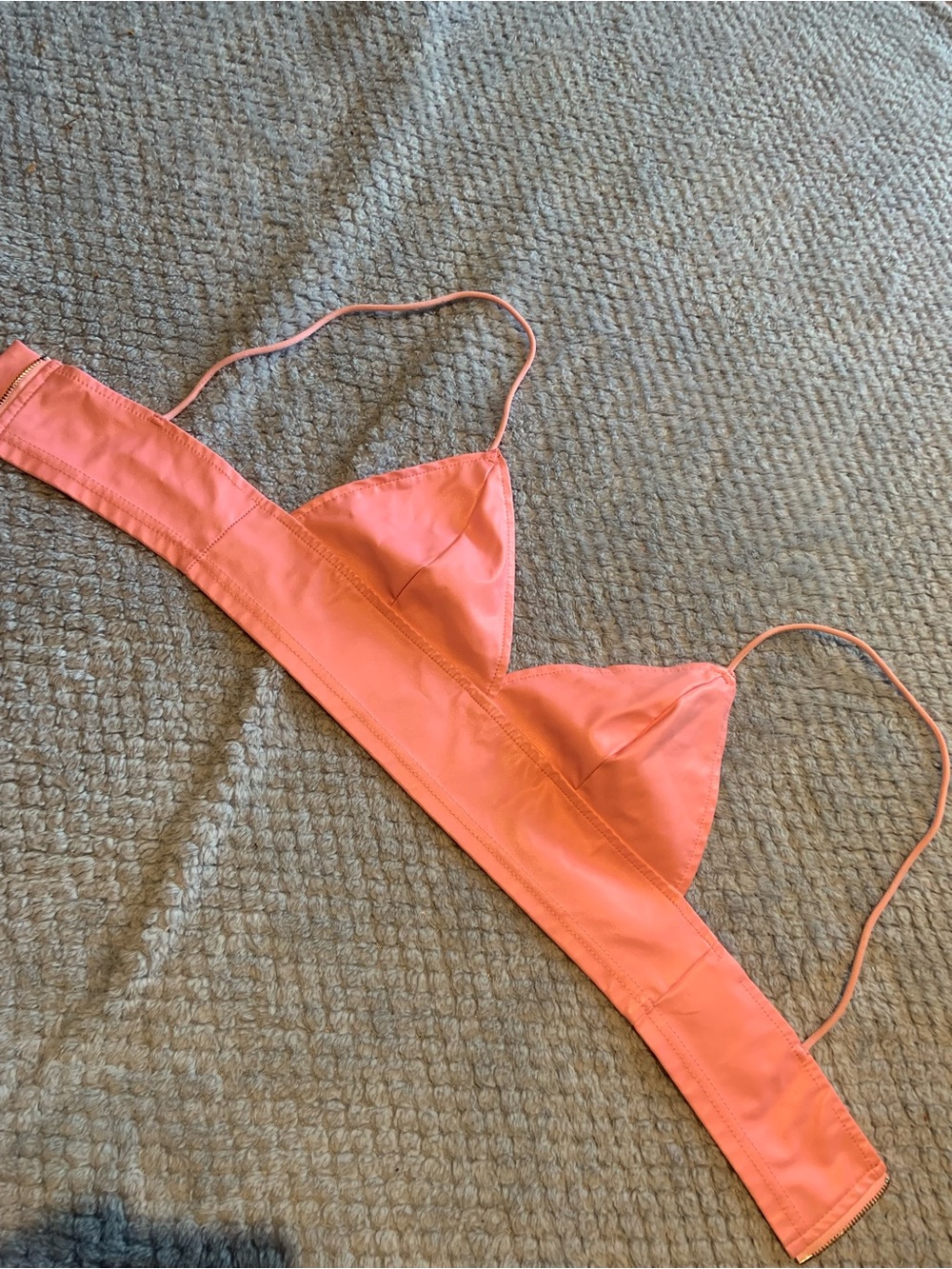 Leather Pink Triangle Bralette top